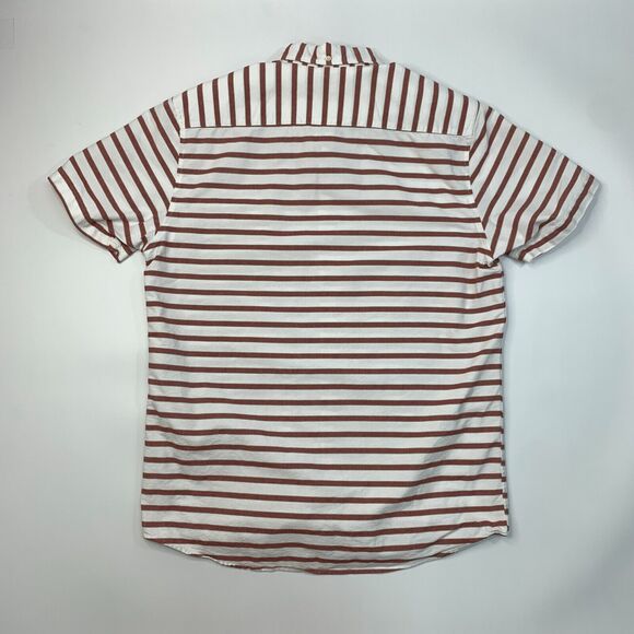Quiksilver Shirt Mens L Large Modern Fit Red Stripe Short Sleeve Button Down - Picture 7 of 12